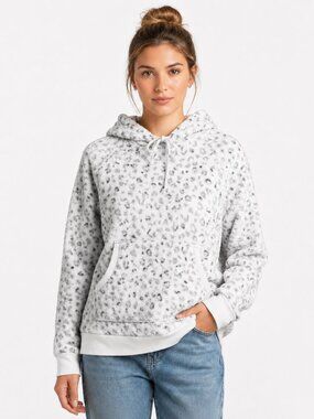 Gilly Hicks by Hollister Leopard Print Plush Hoodie Gray | Women's Size Medium
